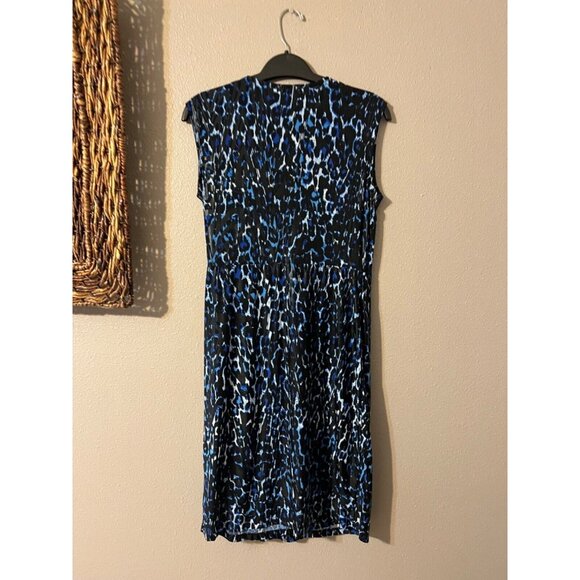 Michael Kors Dress M Medium 6 8 10 Blue Black White Stretch Sleeveless Washable - Picture 6 of 6